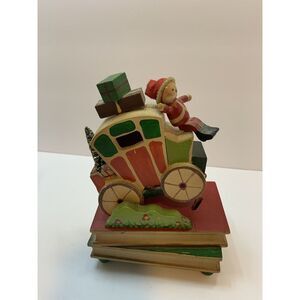 Vintage Santa On Books Wooden Music Box, With‎ Original Box, Handcrafted